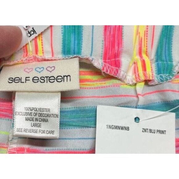 Self Esteem Shorts Girls L Multicolor Striped Pockets Tasseled Elastic Waist New - Picture 8 of 11